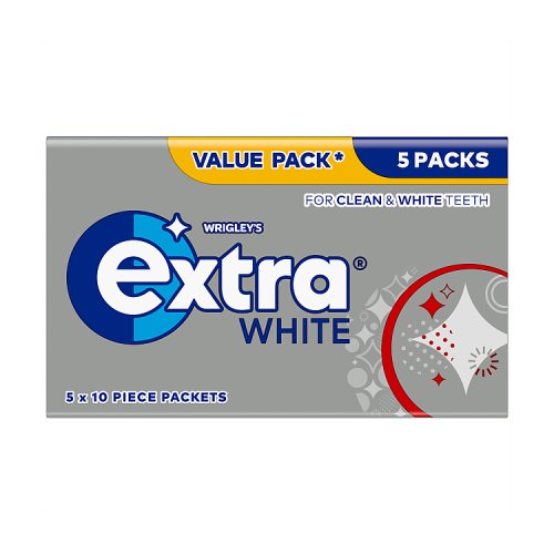 Extra White Sugar Free Chewing Gum 5pk (5 x 10s) pack shot