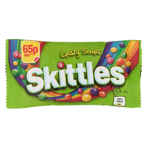 Skittles Sours PM 65p 45g pack shot