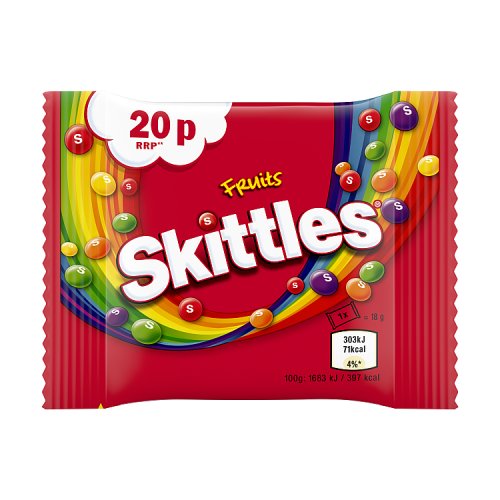 Skittles Fruits Sweets Fun Size Bag PM 20p 18g pack shot