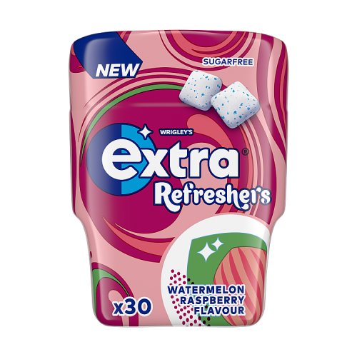 Extra Refreshers Rasp Watermelon Gum Bottle 30s pack shot