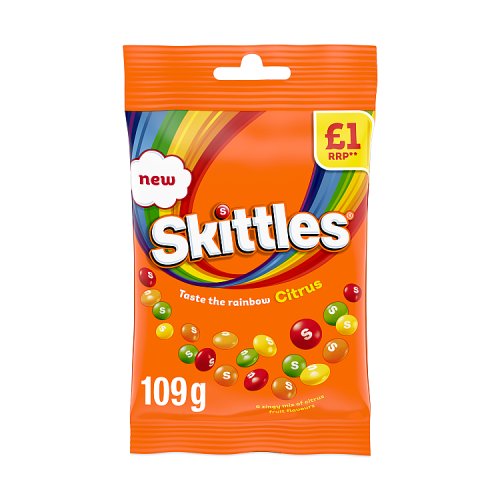 Skittles Citrus Treat Bag PM £1 109g pack shot