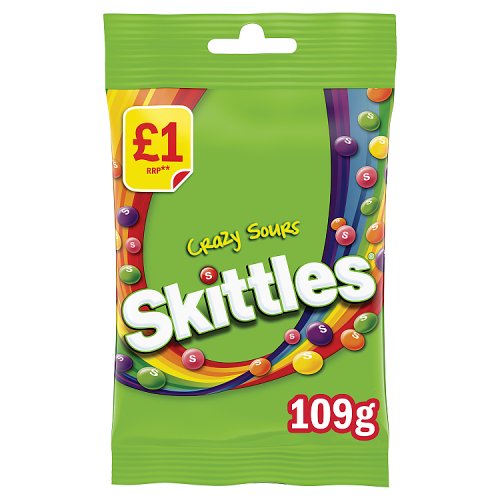 Skittles Crazy Sour PM £1 109g pack shot