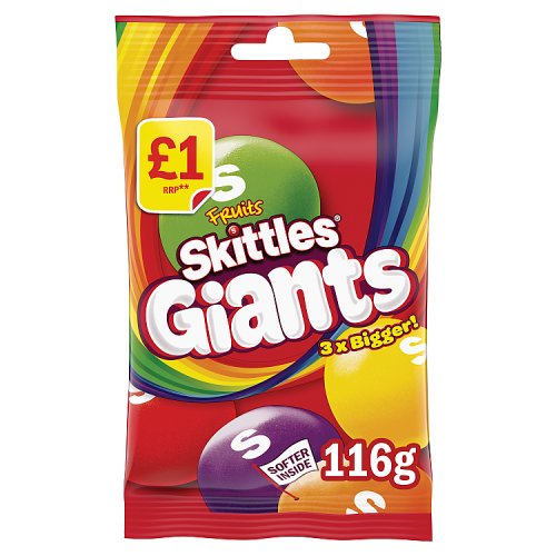 Skittles Giant Fruits PM £1 116g pack shot