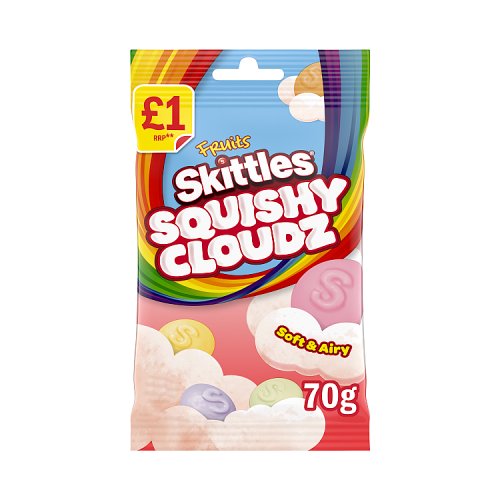 Skittles Sours Squishy Cloudz PM £1 70g pack shot
