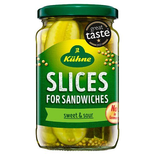 Kuhne Gherkin Slices 330g pack shot