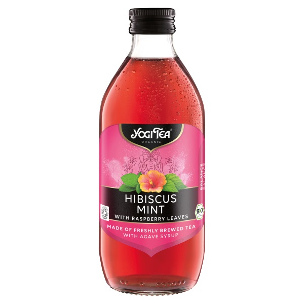 Yogi Tea Organic Hibiscus Mint & Raspberry Leaves 330ml pack shot