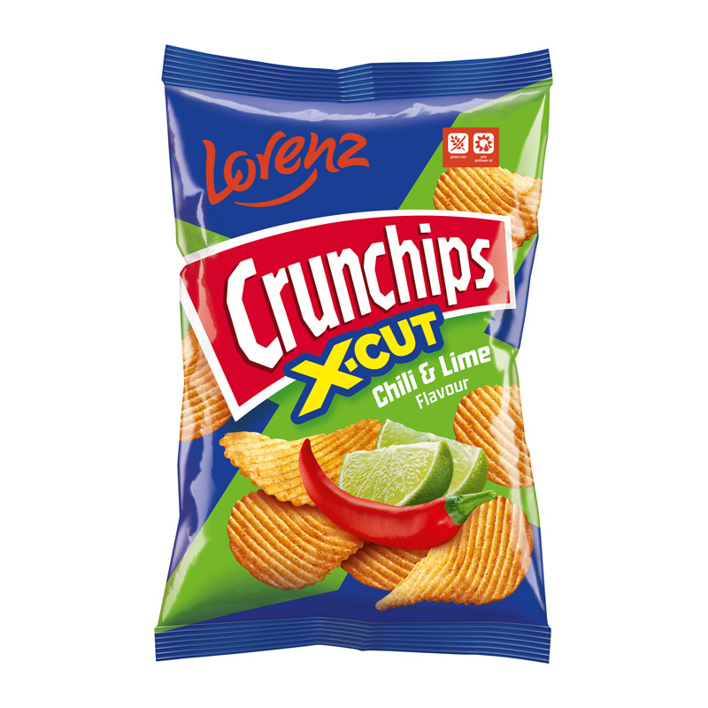 Lorenz Crunchips X-Cut Chilli & Lime 130g pack shot