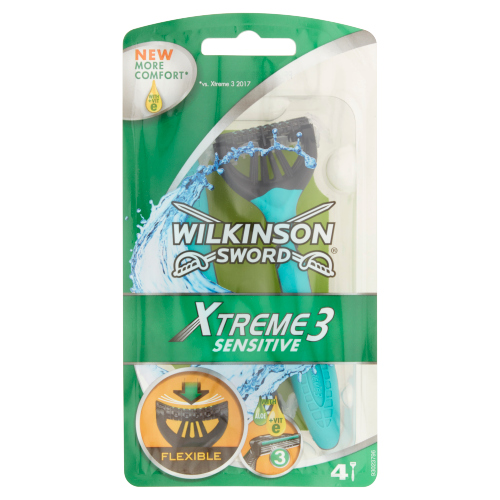 Wilkinson Sword Xtreme 3 Sensitive Razors 4s pack shot