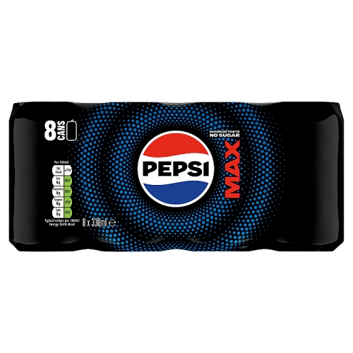 Pepsi Max 8pk (8 x 330ml) pack shot