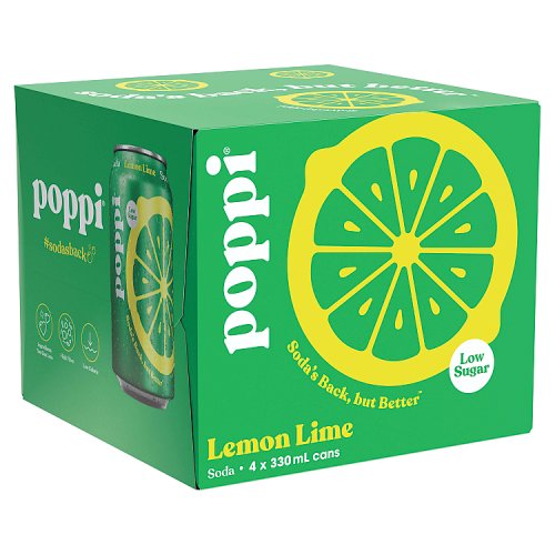 Poppi Lemon & Lime 4pk (4 x 330ml) pack shot
