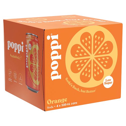 Poppi Orange 4pk (4 x 330ml) pack shot