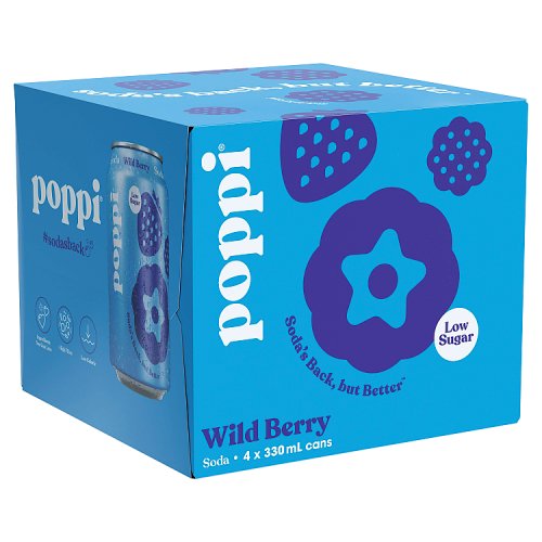 Poppi Wild Berry 4pk (4 x 330ml) pack shot