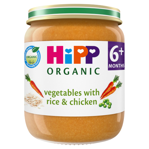 Hipp Organic Vegetable Rice & Chicken 6m 125g pack shot