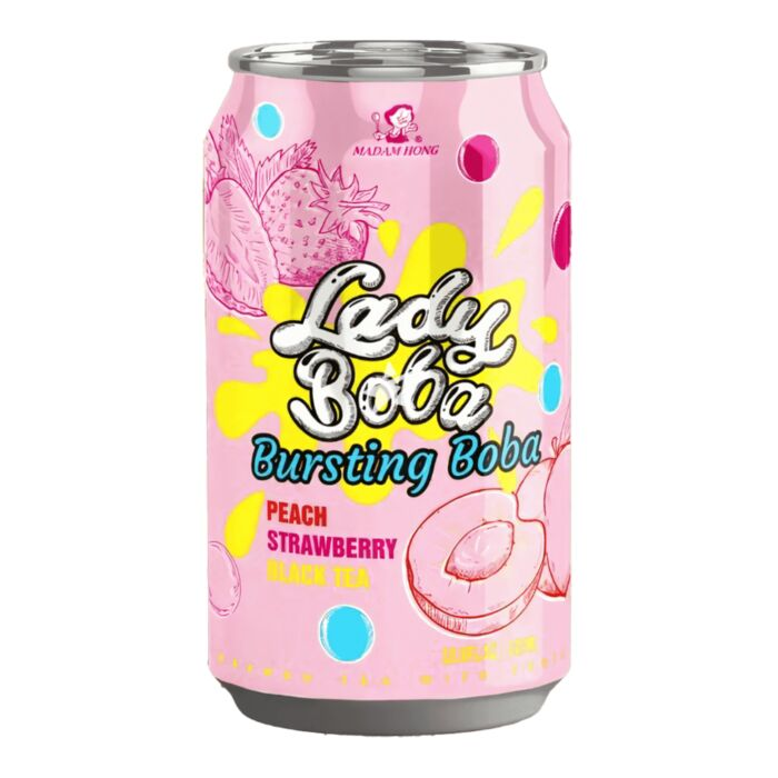 Popping Boba Peach Strawberry Bubble Tea 320ml pack shot