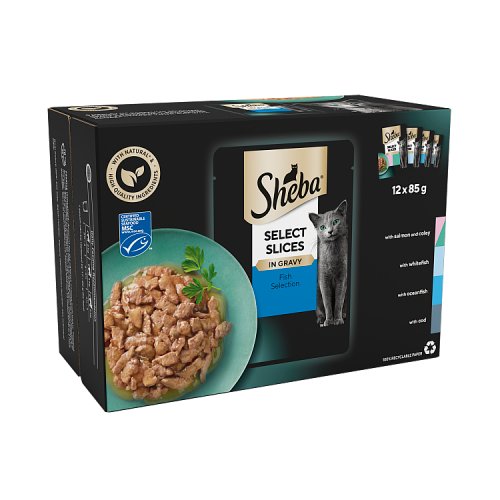 Sheba Select Slices Cat Pouches Fish Collection In Gravy (12 x 85g) pack shot