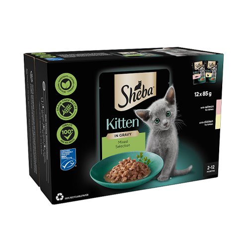 Sheba Sauce Collection Pouches Mixed Kitten in Gravy 12pk (12 x 85g) pack shot