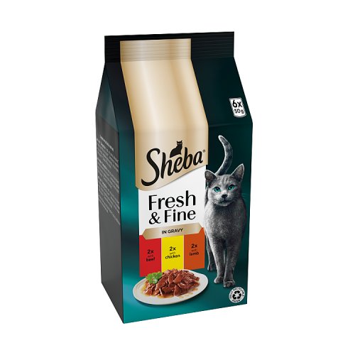 Sheba Fresh & Fine Beef And Chicken In Gravy 6pk (6 x 50g) pack shot