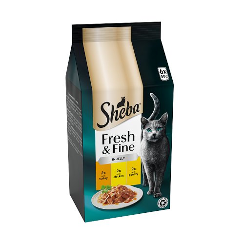 Sheba Fresh & Fine Cat Pouches & Chicken & Turkey & Poultry In Jelly (6 x 50g) pack shot