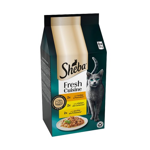 Sheba Fresh Cuisine Cat Pouches & Turkey & Chicken & Poultry In Gravy (6 x 50g) pack shot