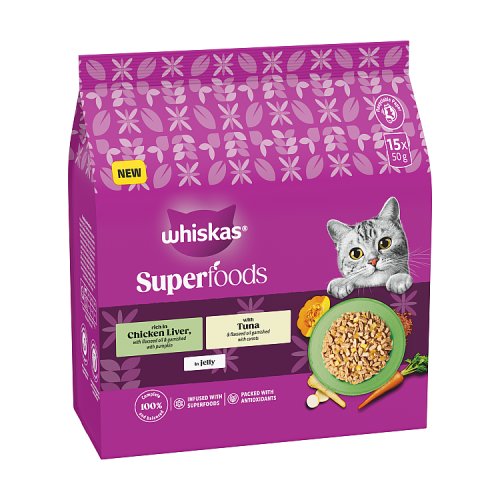 Whiskas 1+ Cat Superfoods Mixed Selection Pouch 15pk (15 x 50g) pack shot