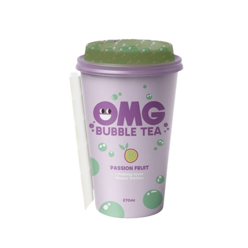 OMG Bubble Passionfruit Green Tea with Apple Flavour Bubbles 270ml pack shot