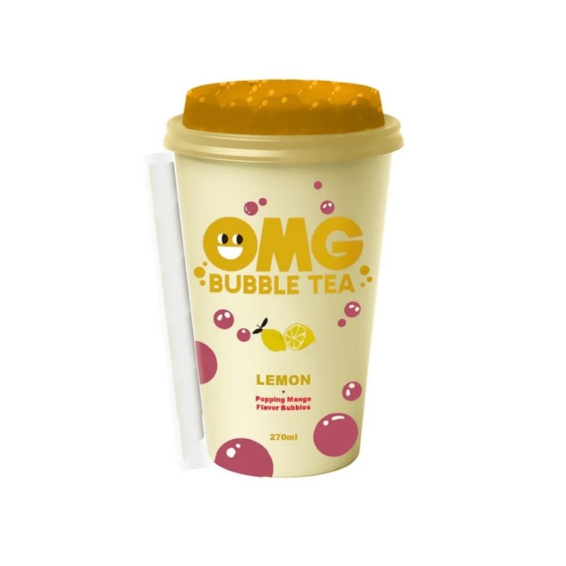 OMG Bubble Tea Lemon with Mango Flavour Bubbles 270ml pack shot