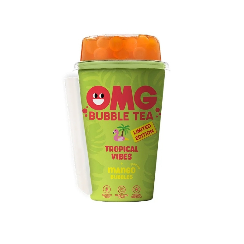 OMG Bubble tea Tropical Vibes with Mango Bubbles 265ml pack shot