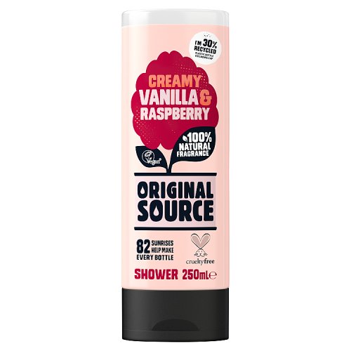 Original Source Vanilla Milk & Raspberry Shower Gel 250ml pack shot