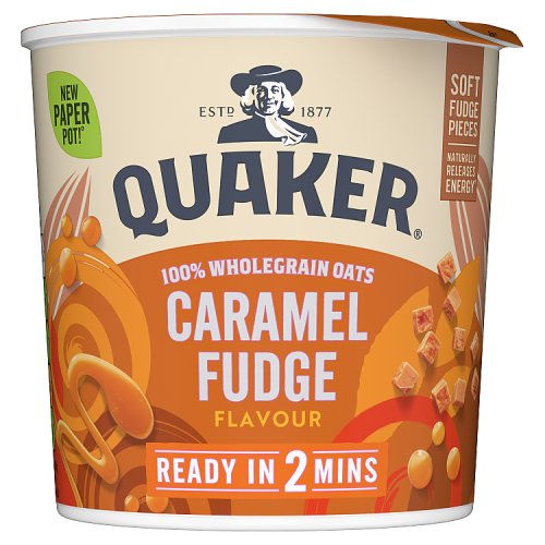 Quaker Heavenly Oats Caramel Fudge Porridge Pot 58g pack shot