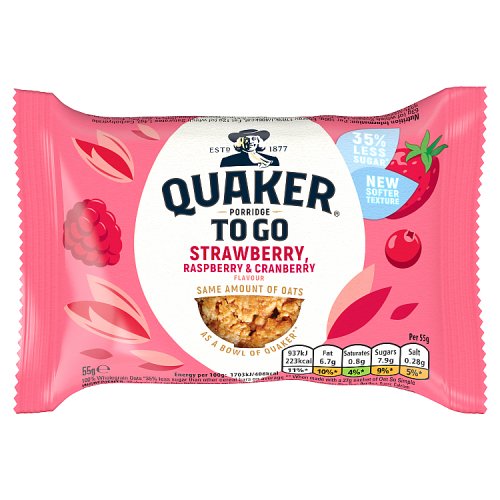 Quaker Porridge To Go Mixed Berries Bar 55g pack shot