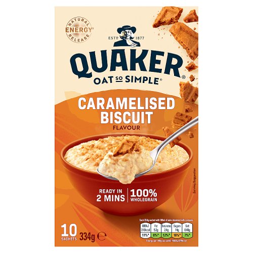 Quaker Oat So Simple Caramelised Biscuit Sachets 10pk (10 x 33.4g) pack shot
