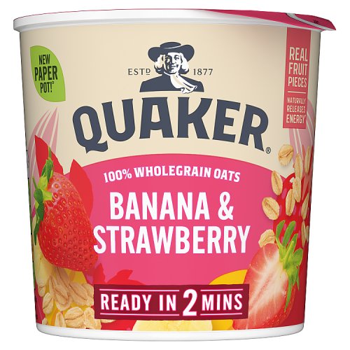 Quaker Oat So Simple Banana & Strawberry Porridge Pot 58g pack shot