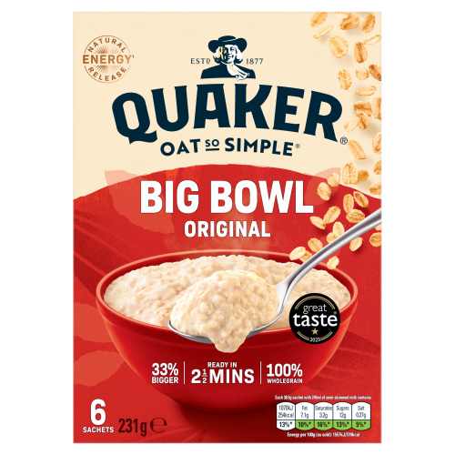 Quaker Oat So Simple Big Bowl Original 6pk (6 x 38.55g) pack shot