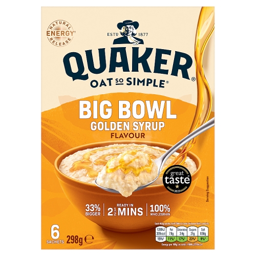 Quaker Oat So Simple Big Bowl Golden Syrup 6pk (6 x 49.6g) pack shot