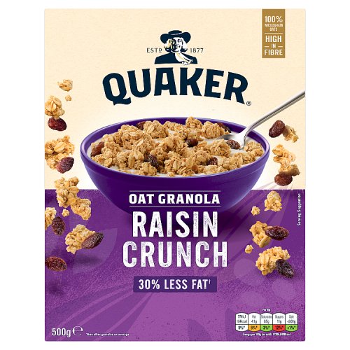 Quaker Oat Raisin Granola 500g pack shot