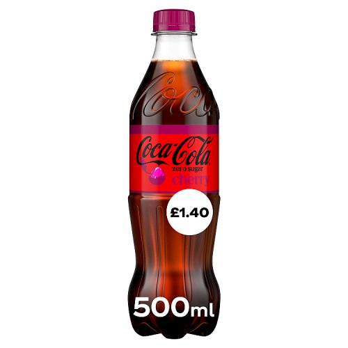 Coca Cola Zero Cherry PM £1.40 500ml pack shot