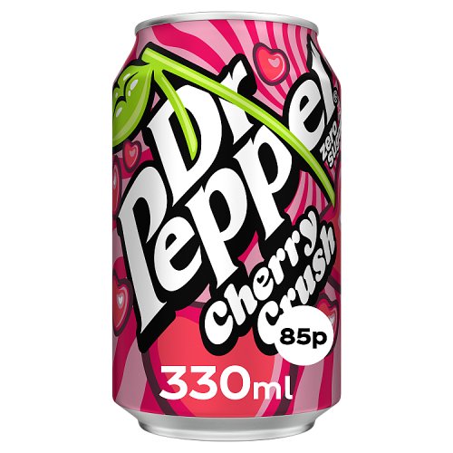 Dr Pepper Zero Cherry Crush 330ml Ltd PM 85p pack shot