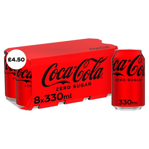 Coke Zero 8pk PM £4.50 330ml pack shot