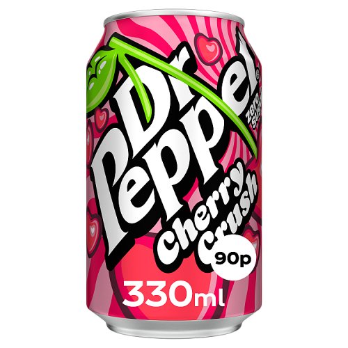 Dr Pepper Zero Cherry Crush Cans PM 90p 330ml pack shot