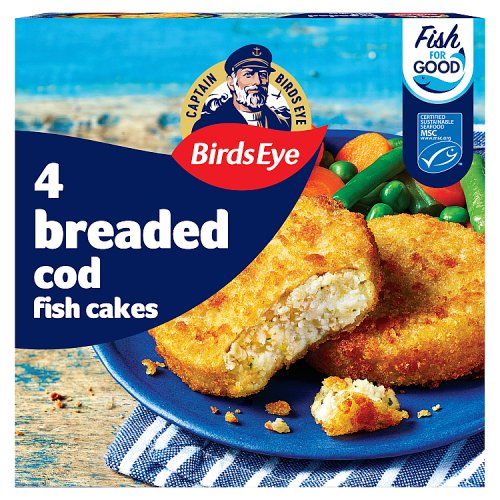 Birds Eye Simply Breaded 4 Cod Fish Cakes 198g pack shot