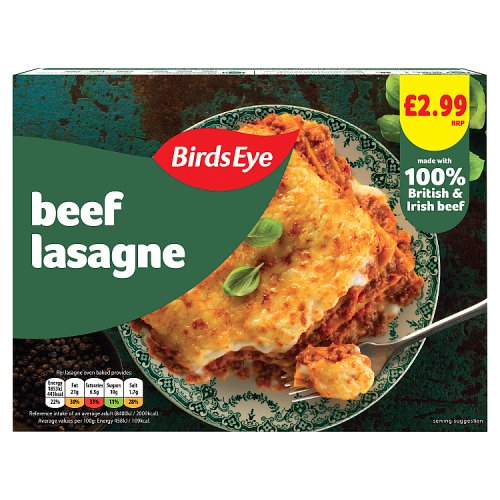 Birds Eye Beef Lasagne 400g PM £2.99 pack shot