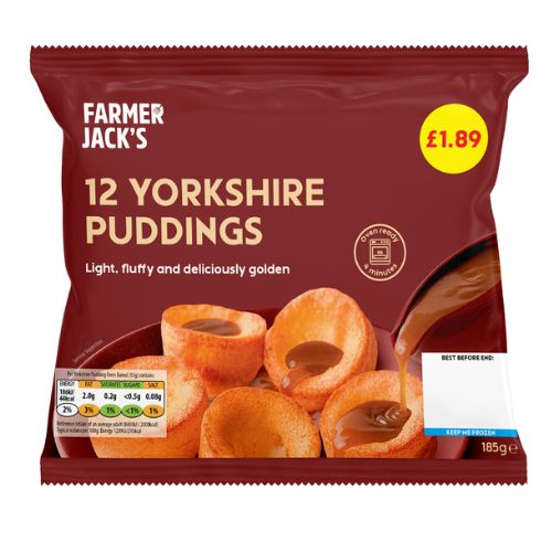 Farmer Jacks 12 Yorkshire Puddings PM £1.89 185g pack shot