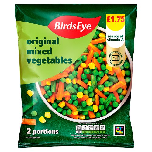 Birds Eye Mixed Vegetables 340g PM £1.75 pack shot