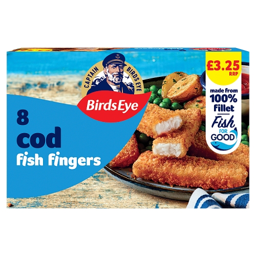 Birds Eye 8 Cod Fish Fingers PM £3.25 224g pack shot