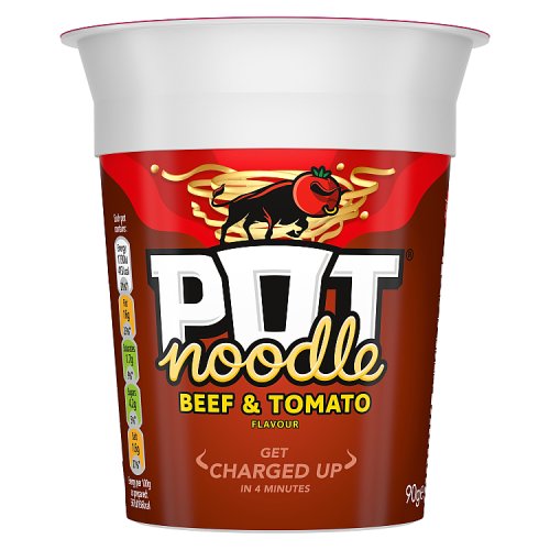 Pot Noodle Beef & Tomato 90g pack shot