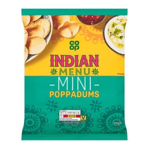 Co Op Loved by Us Mini Poppadums 60g pack shot