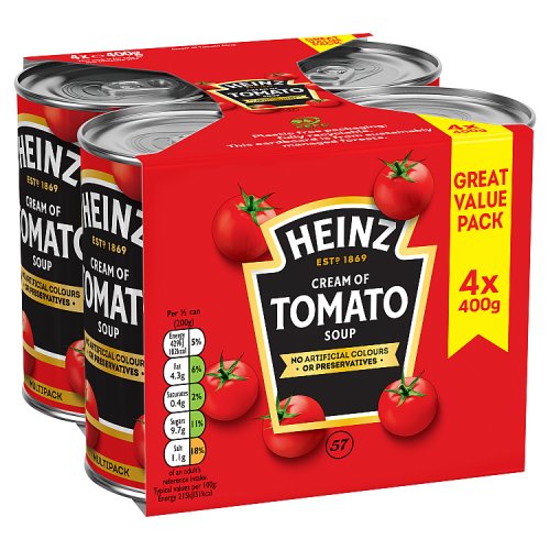 Heinz Soup Can Tomato 4pk (4 x 400g) pack shot