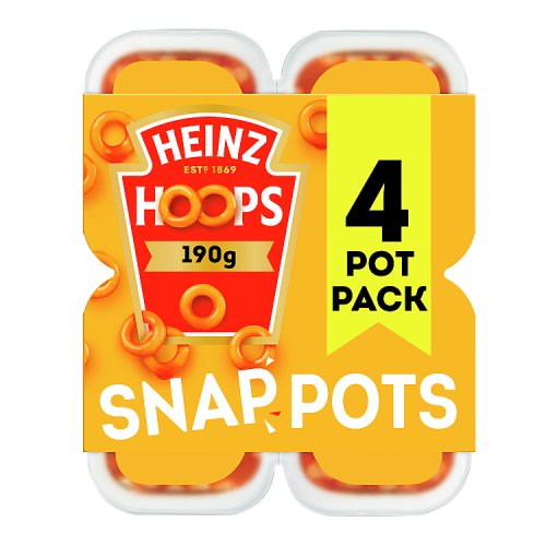 Heinz Spaghetti Snap Pots Hoops 4pk (4 x 190g) pack shot