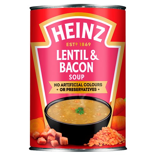 Heinz Soup Can Lentil & Bacon 400g pack shot