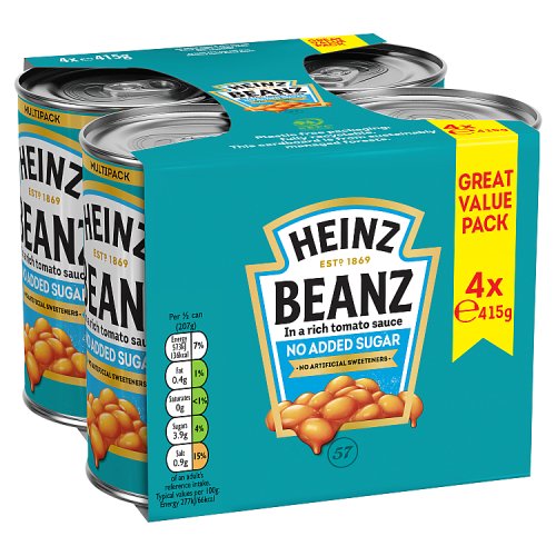Heinz Baked Beans Vegan NAS 4pk (4 x 415g) pack shot